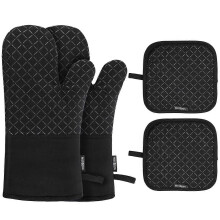 Ensemble de 4 maniques et maniques de cuisine, gants de cuisine doublement résistants à la chaleur jusqu'à