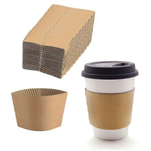 Lot de 300 manchons pour gobelets à café, pochettes jetables en carton ondulé