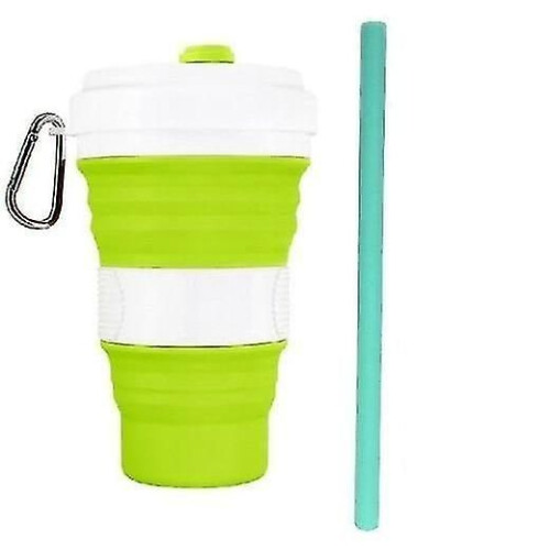 WhiteGreen Silicone Folding Lid Leak Proof Coffee Cup Straw 550ml