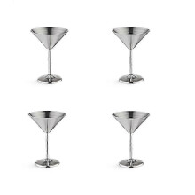Ensemble de verres à martini en acier inoxydable à finition miroir de 227 ml, incassables et élégants