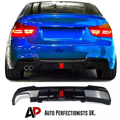 For BMW 3 Series E90 E91 M Sport Rear Valance Diffuser Splitter W/ LED