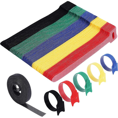 Pxcl 100 fascette fermacavi riutilizzabili in nylon e microfibra, organizer per cavi e gestione cavi,