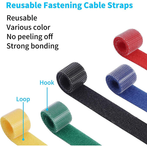 Pxcl 100 fascette fermacavi riutilizzabili in nylon e microfibra, organizer per cavi e gestione cavi, 1