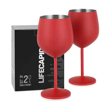 Lot de 2 verres à vin en acier inoxydable, verres à vin rouge 550 ml, verres à champagne, verres à vin