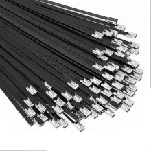 Colliers de serrage en métal noir, 100 pièces, 11,8 pouces, en acier inoxydable 304 avec revêtement