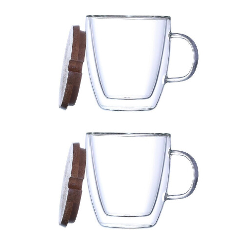 Simple coffee cup Double-layer transparent coffee cup Drinking tea cup High borosilicate glass