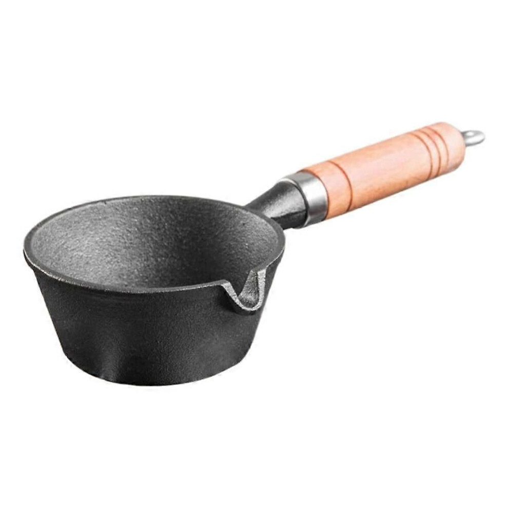 Casserole en fonte, 0,6 pinte, noire, non revêtue, sans couvercle, comprend 1 marmite chauffante