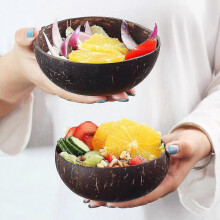 Ensemble de vaisselle 2 pièces en noix de coco naturelle pour ustensiles de cuisine en bois, design