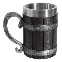 550ml Fass Tasse mit Griff Hohe Kapazität Simulierte Holz Barrel Kreative Harz Viking Bier Becher für