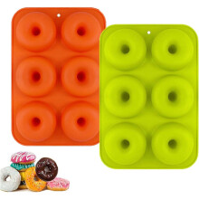 Lot de 2 moules à beignets en silicone, plaque de cuisson antiadhésive pour gâteaux (A-5-F6)
