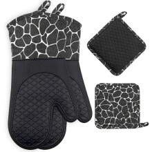 Gants de cuisine en silicone, gants de barbecue résistants à la chaleur, 1 paire et 2 maniques, parfaits