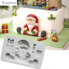 Moule en silicone en forme de Père Noël, outils de décoration pour gâteaux fondants et chocolats, décoration