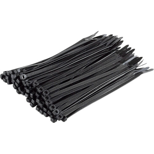 Lot de 100 serre-câbles noirs, 200 x 4,8 mm