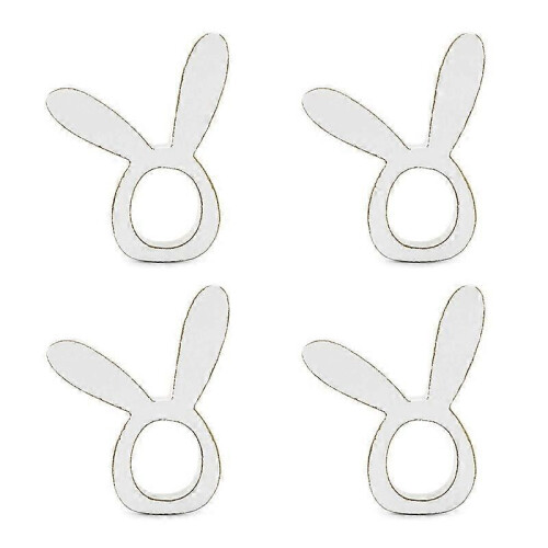 4Pcs Cute Rabbit Wooden Napkin Ring Holder Wedding Party Easter Table Decor