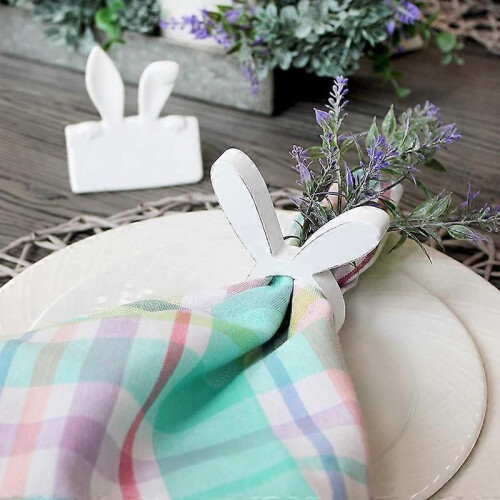 4Pcs Cute Rabbit Wooden Napkin Ring Holder Wedding Party Easter Table Decor 2