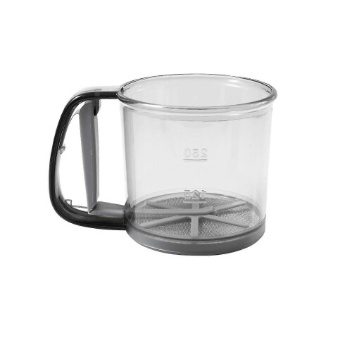 Transparent Hand Held Flour Sifter, Visible with Scale Handled Semi-Automatic Non-Stick Sifter,Large
