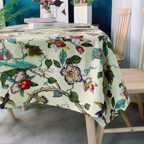 Tablecloth Cotton Linen Rustic Garden Natural Botanical Decorative Table Cover for Kitchen Dining Spring 1
