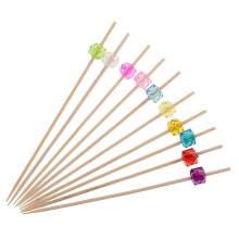 Lot de 2 bâtonnets de 100 perles acryliques en bambou pour restauration et barbecue