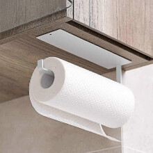 Portarrollos de papel higiénico de pared para cocina, sin taladro, ajustable, de acero inoxidable