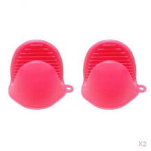 Lot de 4 maniques en silicone, petites maniques, gants isolants rouges, pinces à main