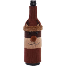 Joulu Viini Pullo Laukku Söpö Knit Pullo Villapaita Elk | Käsintehdyt viinipullon neulesuojukset Chr