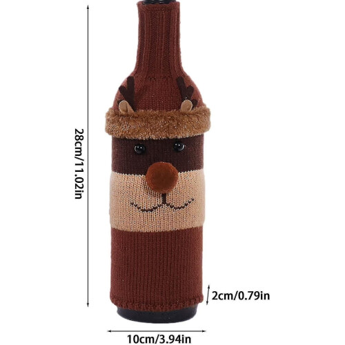 Weihnachts-Weinflaschentasche, süßer Strickflaschenpullover, Elch, handgefertigte Weinflaschen-Pulloverhüllen 1