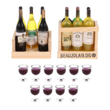 Support en bois pour bouteilles de vin miniatures, gobelets et boissons, pour maison de poupée 1/12