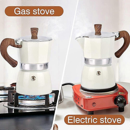 Single valve moka pot - octagonal single valve whiteThree cups 150ml 2