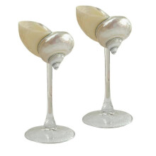 Lot de 2 verres à cocktail en coquillage, verres à martini, verres à pied pour anniversaire