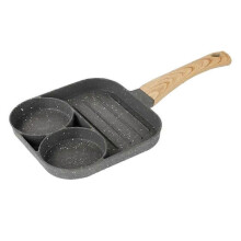 2-hole Fried Egg Pan With Wooden Handle For Gas Stove And Induction Cooker Non-stick Coating Pancak