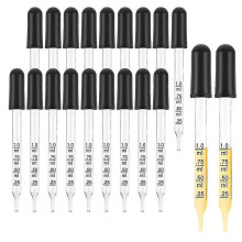 Lot de 20 compte-gouttes en verre de 1 ml, pipettes compte-gouttes avec poire d'aspiration noire, pour