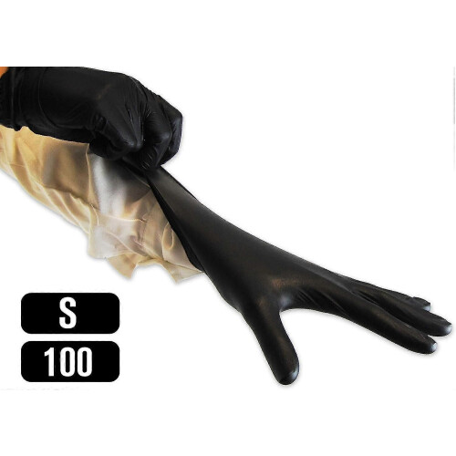 Nitrilhandschuhe Größe S (100 Stück), Nitril-Einweghandschuhe, schwarz Nitrilhandschuhe, schwarz Einweg 1