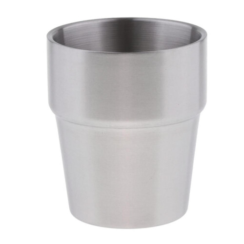 Double Wall Wine Cup Beer Mug Hot/Cold Beverage 260ml Silver A 2