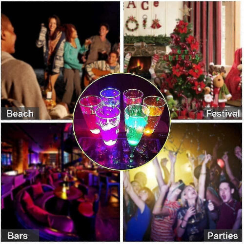 Lot de 6 flûtes à champagne à LED avec éclairage liquide 1