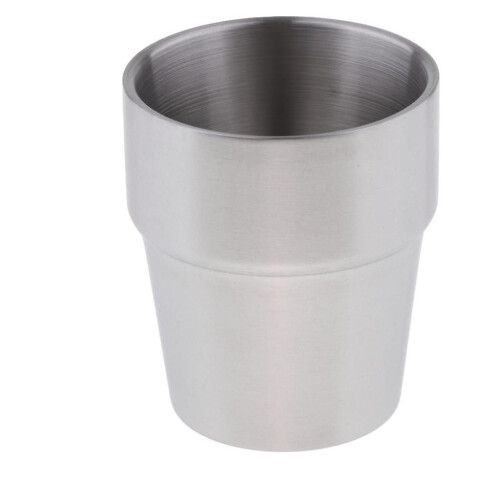Double Wall Wine Cup Beer Mug Hot/Cold Beverage 260ml Silver A 1