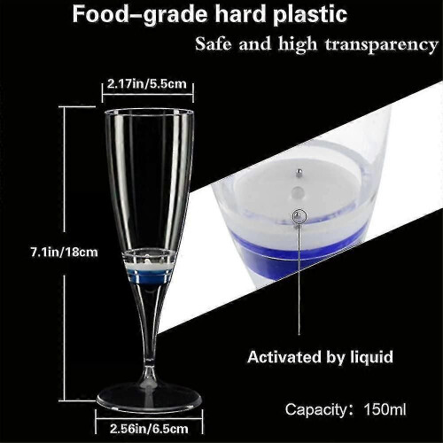 Lot de 6 flûtes à champagne à LED avec éclairage liquide 2