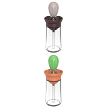 2x Ölflasche aus Glas mit Silikonpinsel 180ml zum Braten, Grillen, Kochen