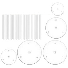 Taartbord, 5 taartstandaards, taart (9/12/16/20/20 cm) met 15 deuvelstaven, herbruikbaar voor gelaagde