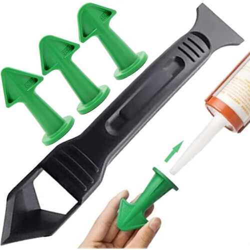 4 Pieces Caulking Nozzle Applicator and Scraper, Silicone Remover Tool, Silicone Smoothing Tool Kit