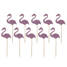 Lot de 10 pics à cupcakes flamants pailletés pour décoration de gâteau d'anniversaire
