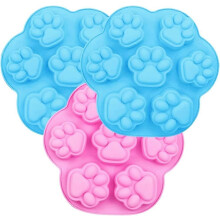Lot de 3 moules à chocolat en silicone antiadhésifs en forme de pattes de chien - Moules à gâteaux -