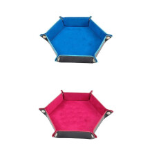 Lot de 2 plateaux à dés pliables en cuir, boîte de rangement pour bureau