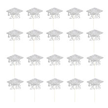 Lot de 20 décorations de gâteaux pour cupcakes, chapeau de remise de diplôme 2018