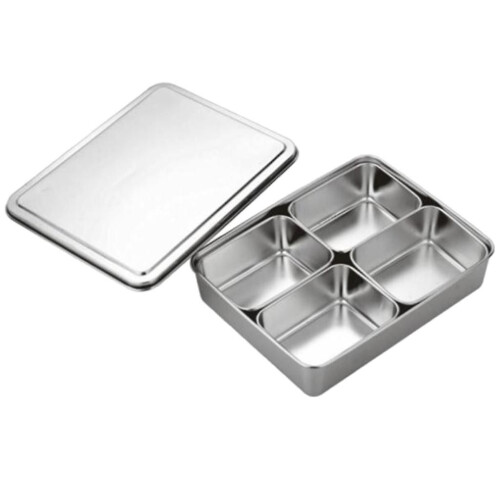 Edelstahl Gewürz Box Gewürz Glas Set Würze Lebensmittel Display 4 Grid 2