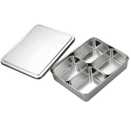 Edelstahl Gewürz Box Gewürz Glas Set Würze Lebensmittel Display 4 Grid