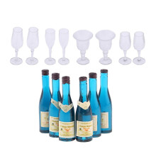 Verre à vin transparent miniature pour maison de poupée 1/12 avec bouteilles de champagne