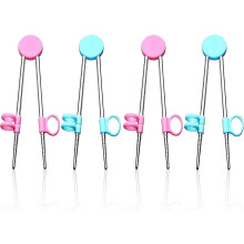 4 Paar Essstäbchen für Kinder, sicheres Essstäbchen-Set aus Edelstahl, wiederverwendbares Lernstäbchen