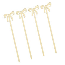Lot de 4 décorations de gâteau en forme de nœud papillon avec effet miroir doré pour fête de mariage
