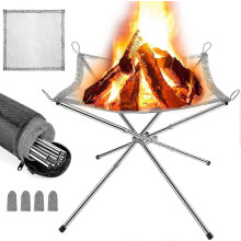Draagbare vuurkorf voor buiten, opvouwbare barbecue/verwarmingsgrill, kampeervuurkorf, met draagtas,