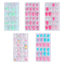 Lot de 120 faux ongles pour enfants, couverture complète, à presser, manucure pour filles